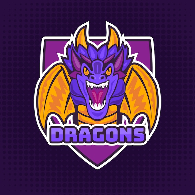 Hand drawn esport dragon logo template