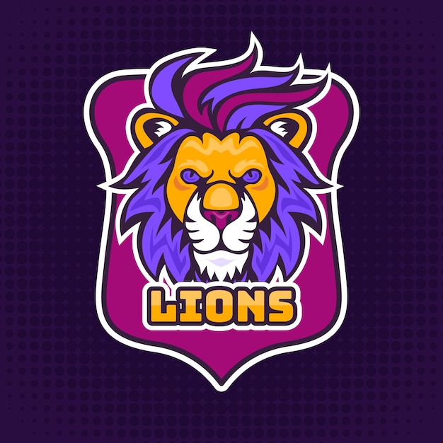 Hand drawn esport lion logo template