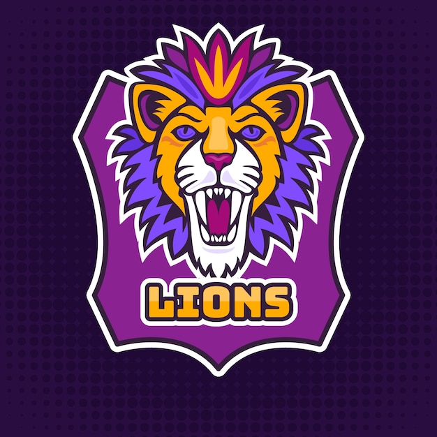 Hand drawn esport lion logo template