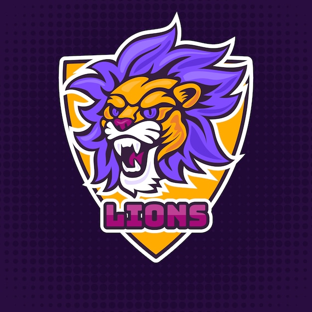 Free Vector hand drawn esport lion logo template