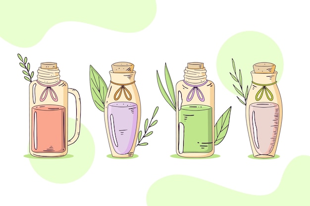 Free Vector hand drawn essential oil bottle collection