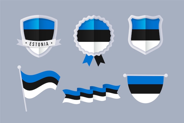 Free Vector hand drawn estonia flag and national emblems collection