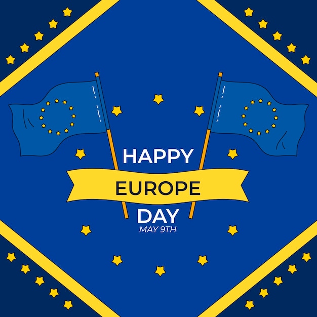 Hand drawn europe day illustration