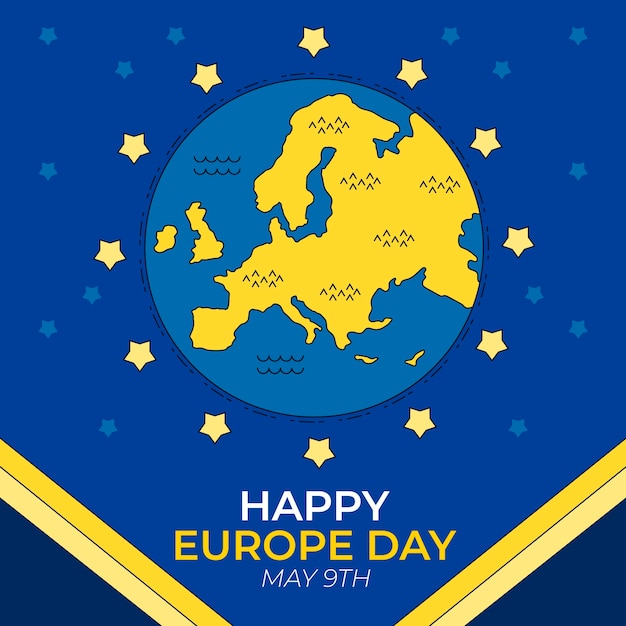 Free Vector hand drawn europe day illustration