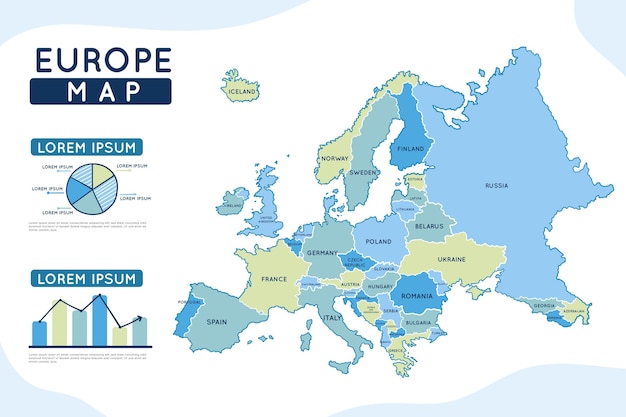 Hand drawn europe map infographic