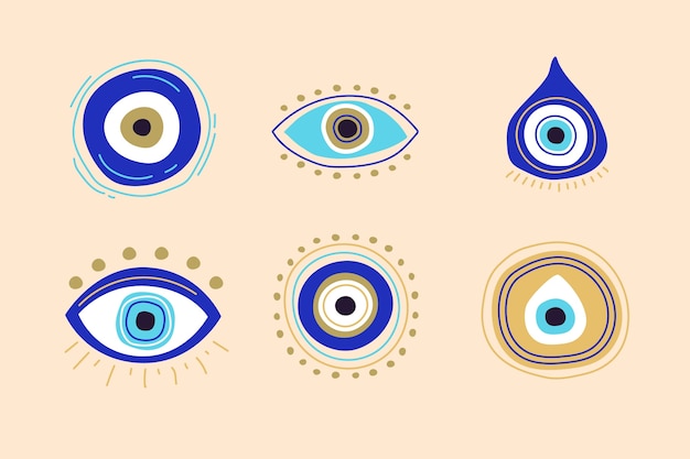 Free Vector hand drawn evil eye icons