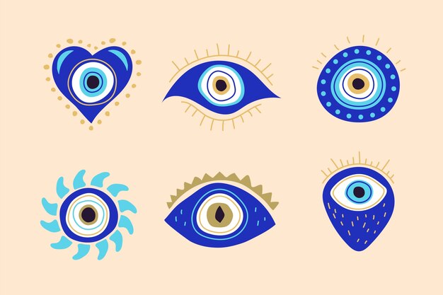 Hand drawn evil eye icons