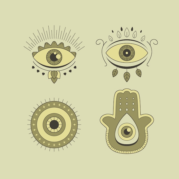 Free Vector hand drawn evil eye symbols