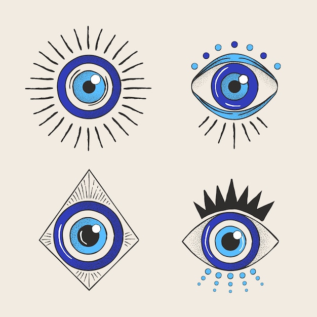 Free Vector hand drawn evil eye symbols