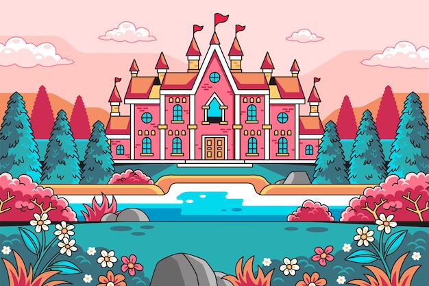 Free Vector hand drawn fairytale background