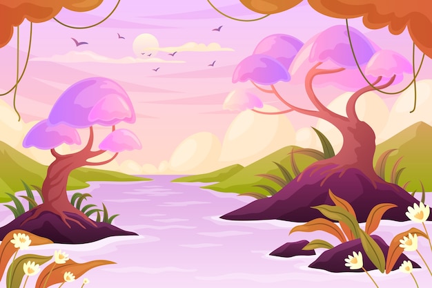 Free Vector hand drawn fairytale background