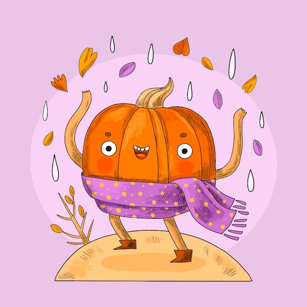 Free Vector hand drawn fall cartoon character illustration