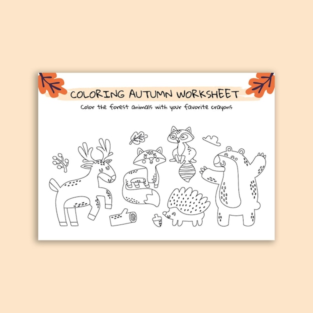 Hand-drawn fall coloring worksheet