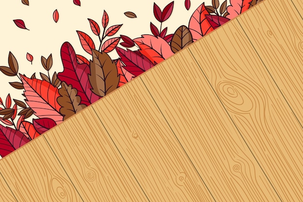 Free Vector hand drawn fall wood background