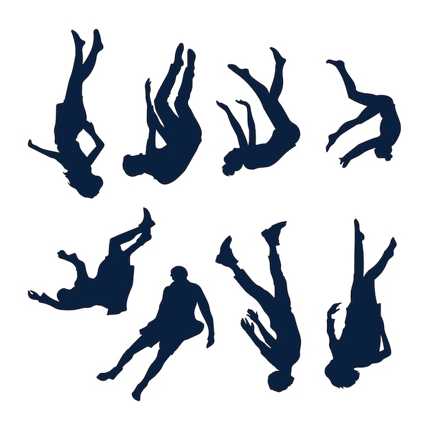 Free vector hand drawn falling silhouette