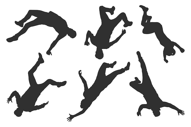 Free vector hand drawn falling silhouette