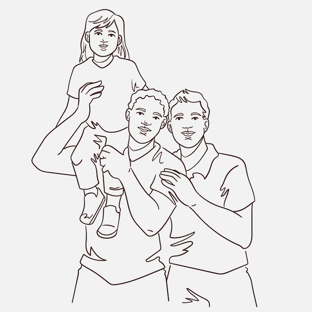 Free vector hand drawn family drawing illustration