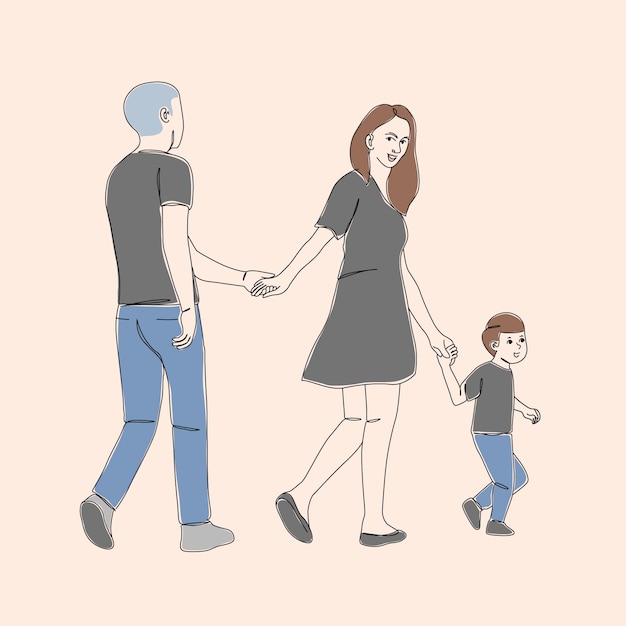 Free Vector hand drawn family drawing illustration