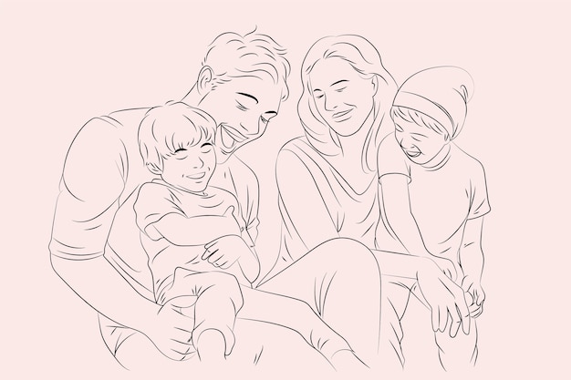 Free Vector hand drawn family drawing illustration