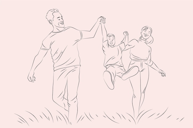 Free vector hand drawn family drawing illustration