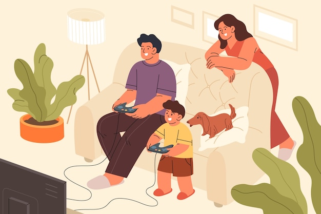 Free Vector hand drawn family moments illustration