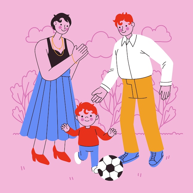 Free Vector hand drawn family moments illustration