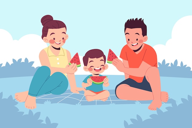 Free Vector hand drawn family moments illustration