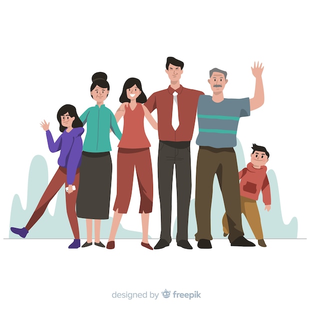 Hand drawn family portrait illustration