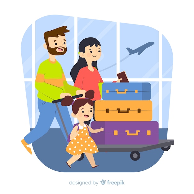 Free Vector hand drawn family traveling