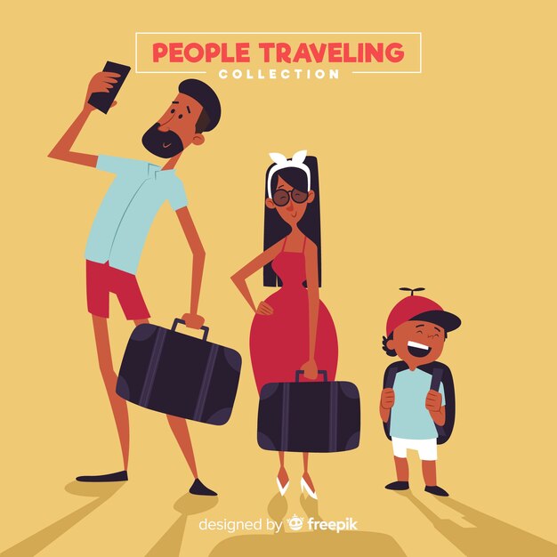 Hand drawn family travelling pack