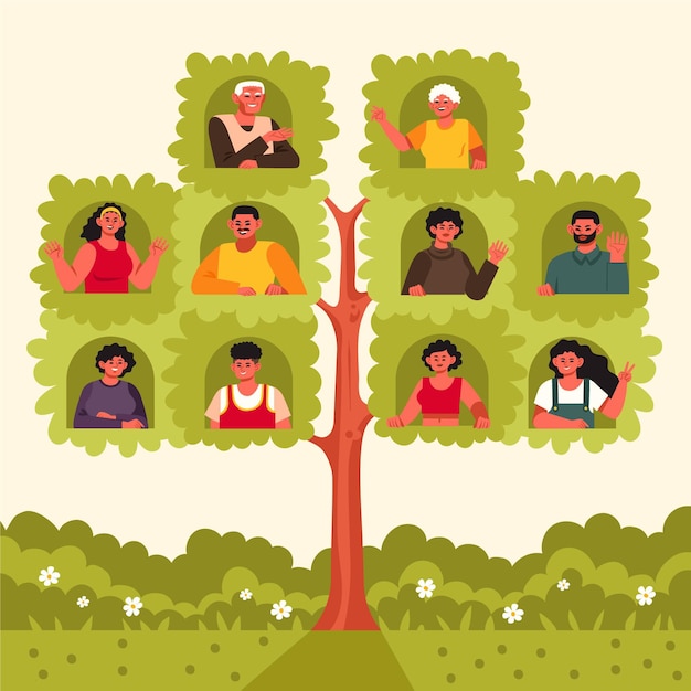 Free Vector hand drawn family tree illustrated