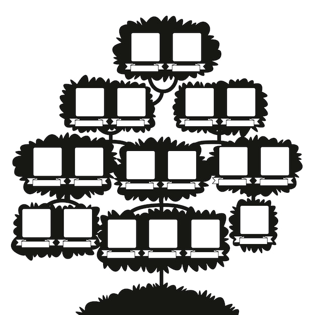 Hand drawn family tree silhouette