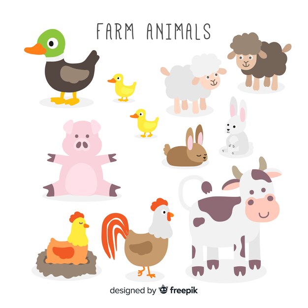 Hand drawn farm animal collection