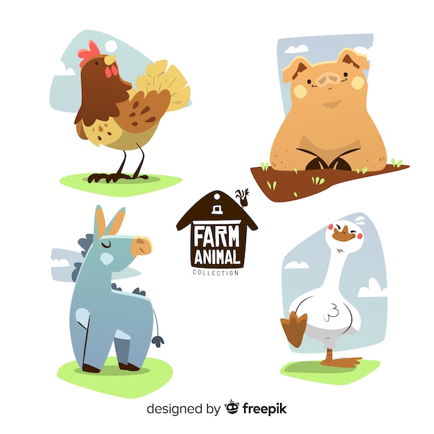 Hand drawn farm animal collection