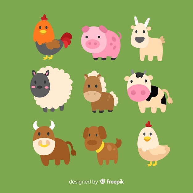 Hand drawn farm animal collection