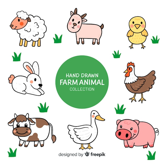 Hand drawn farm animal collection