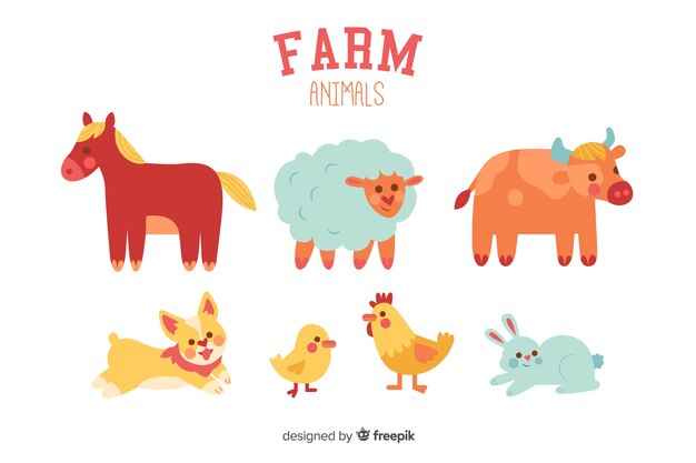 Hand drawn farm animal collection