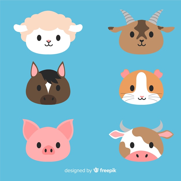 Free vector hand drawn farm animal collection