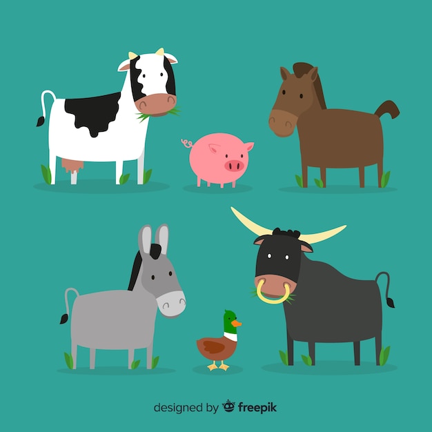 Free Vector hand drawn farm animal collection