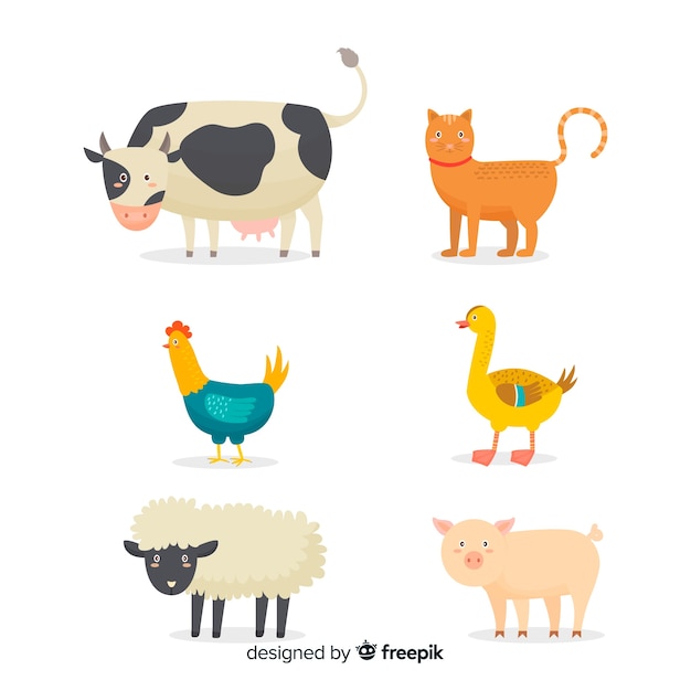 Free Vector hand drawn farm animal collection