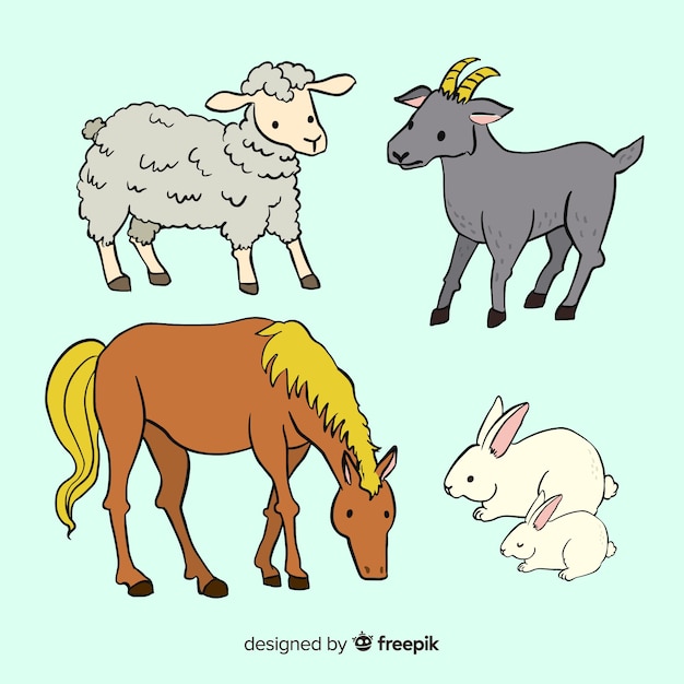 Hand drawn farm animal collection