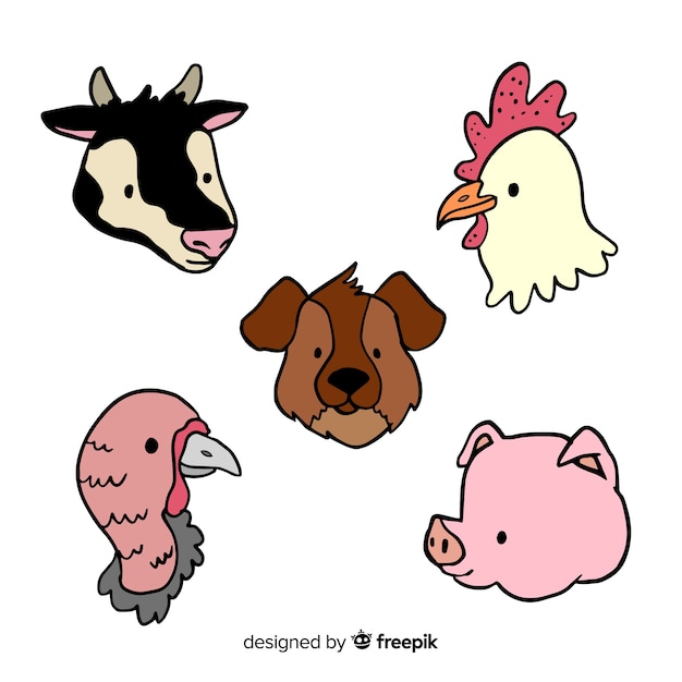 Hand drawn farm animal collection