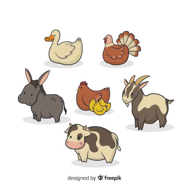 Hand drawn farm animal collection