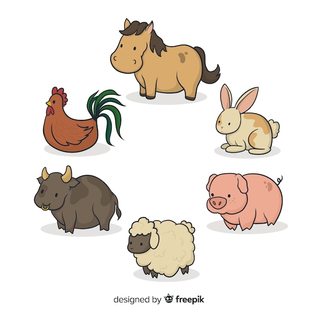 Hand drawn farm animal collection