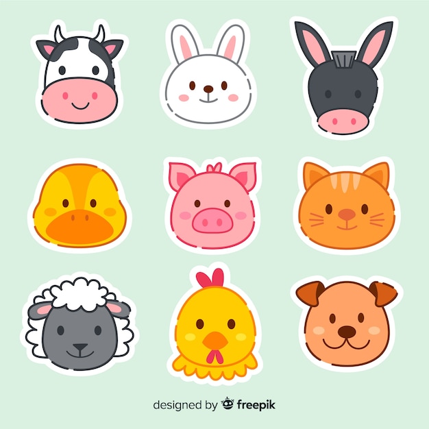 Hand drawn farm animal collection