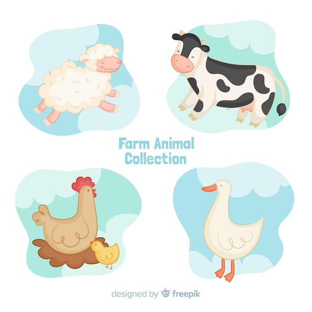 Hand drawn farm animal collection