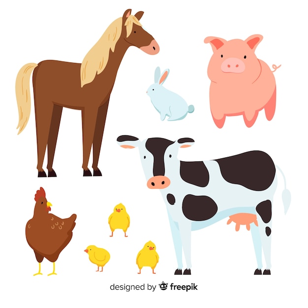 Hand drawn farm animal collection