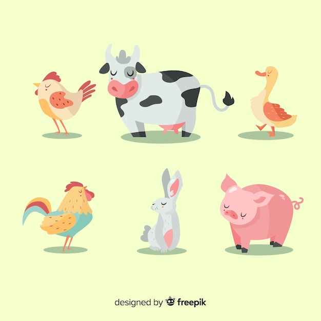 Free Vector hand drawn farm animal collection