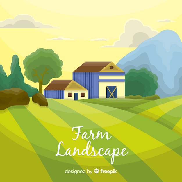 Free Vector hand drawn farm landscape