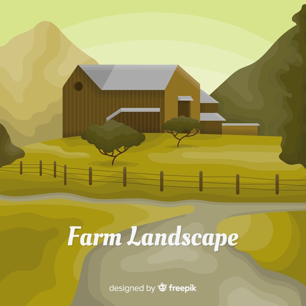 Free Vector hand drawn farm landscape